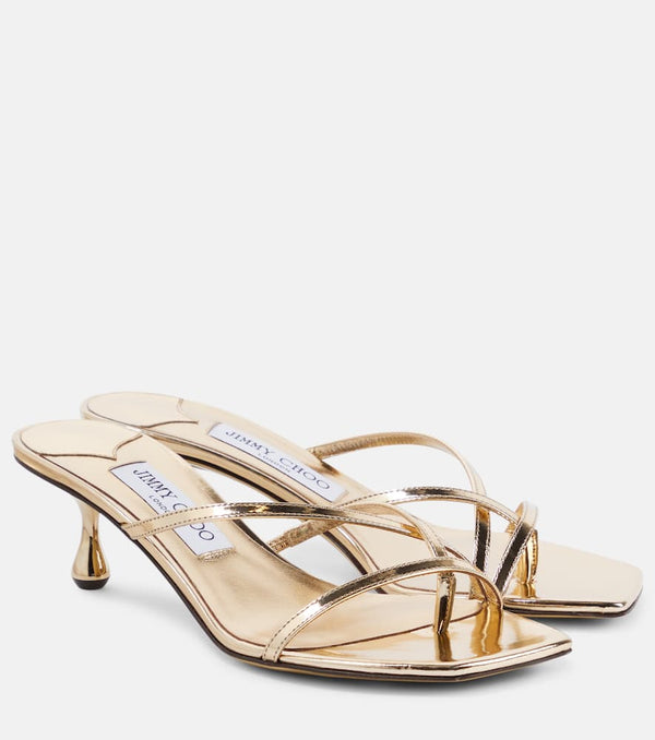 Jimmy Choo Etana 50 metallic leather mules