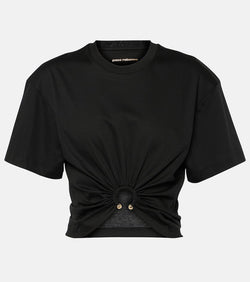 Rabanne Gathered cotton jersey crop top