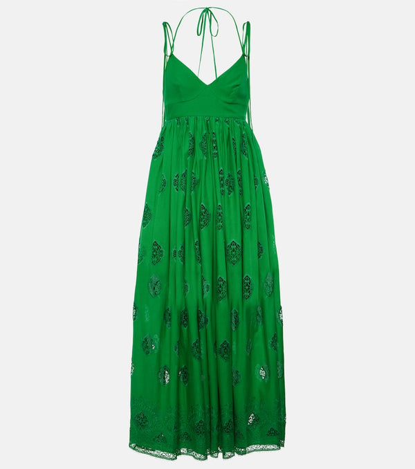 Erdem Embroidered cotton-blend midi dress