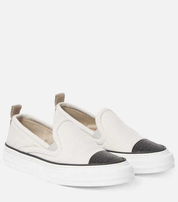 Brunello Cucinelli Monili-embellished slip-on sneakers