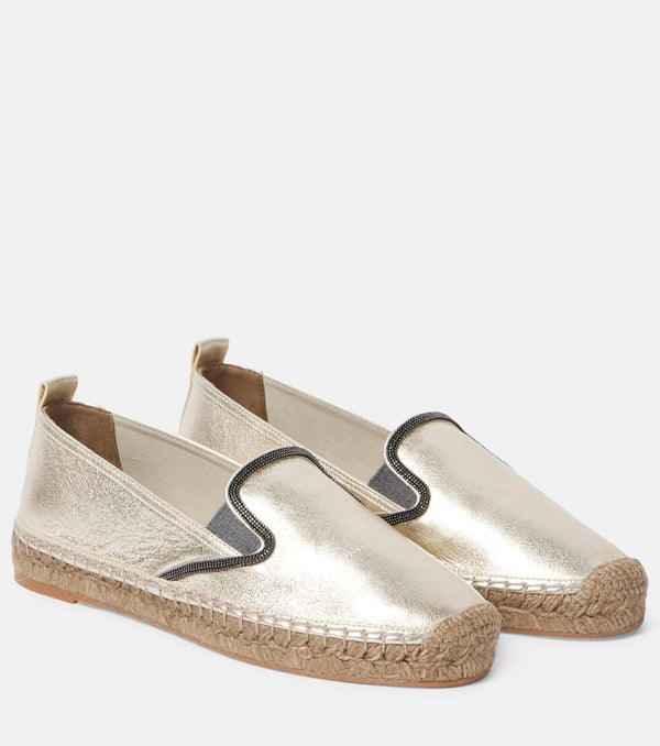 Brunello Cucinelli Monili-embellished leather espadrilles