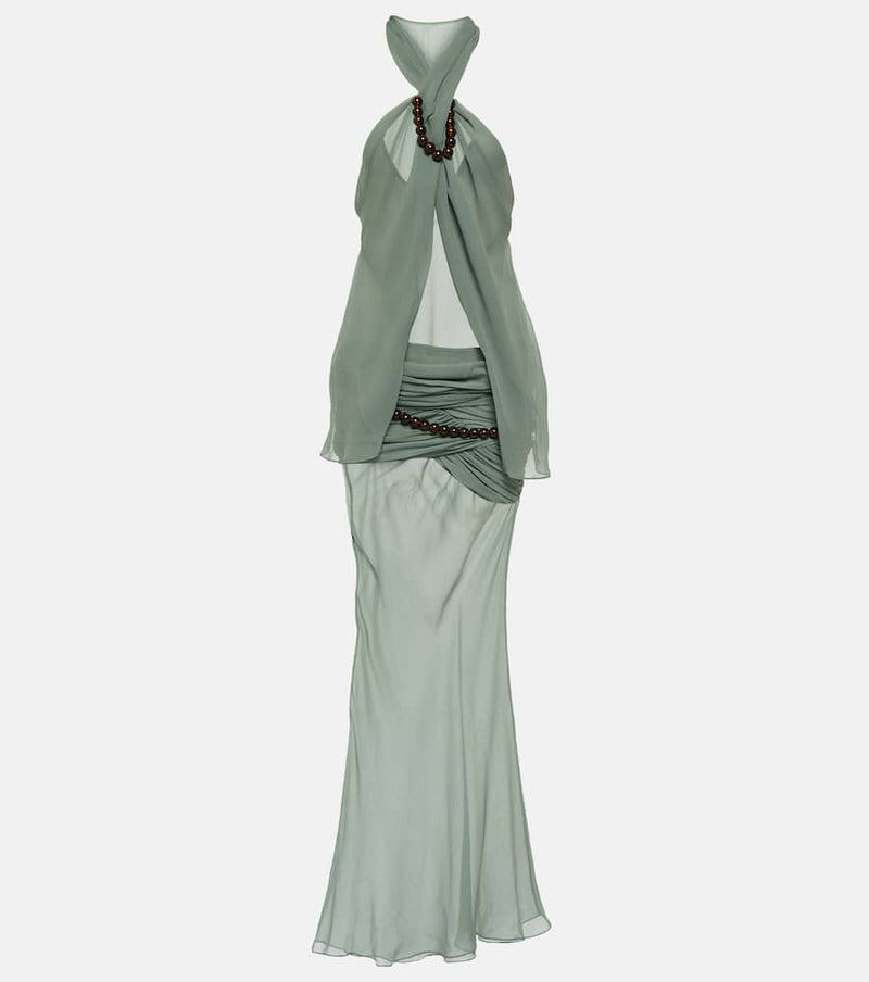 Christopher Esber Beaded draped silk maxi dress