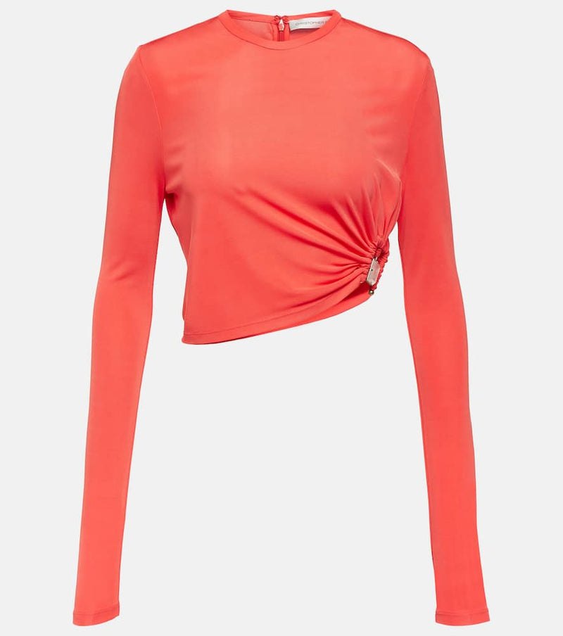 Christopher Esber Embellished jersey crop top