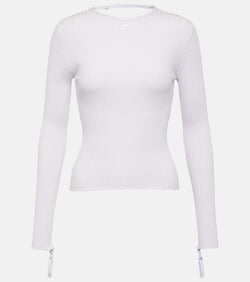 Courrèges Logo cutout ribbed-knit top