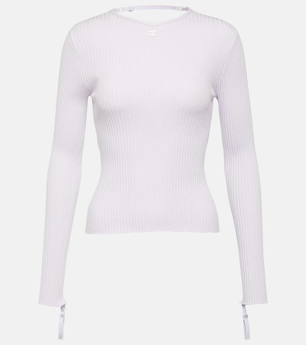 Courrèges Logo cutout ribbed-knit top