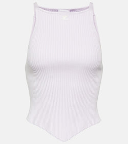 Courrèges Logo ribbed-knit tank top