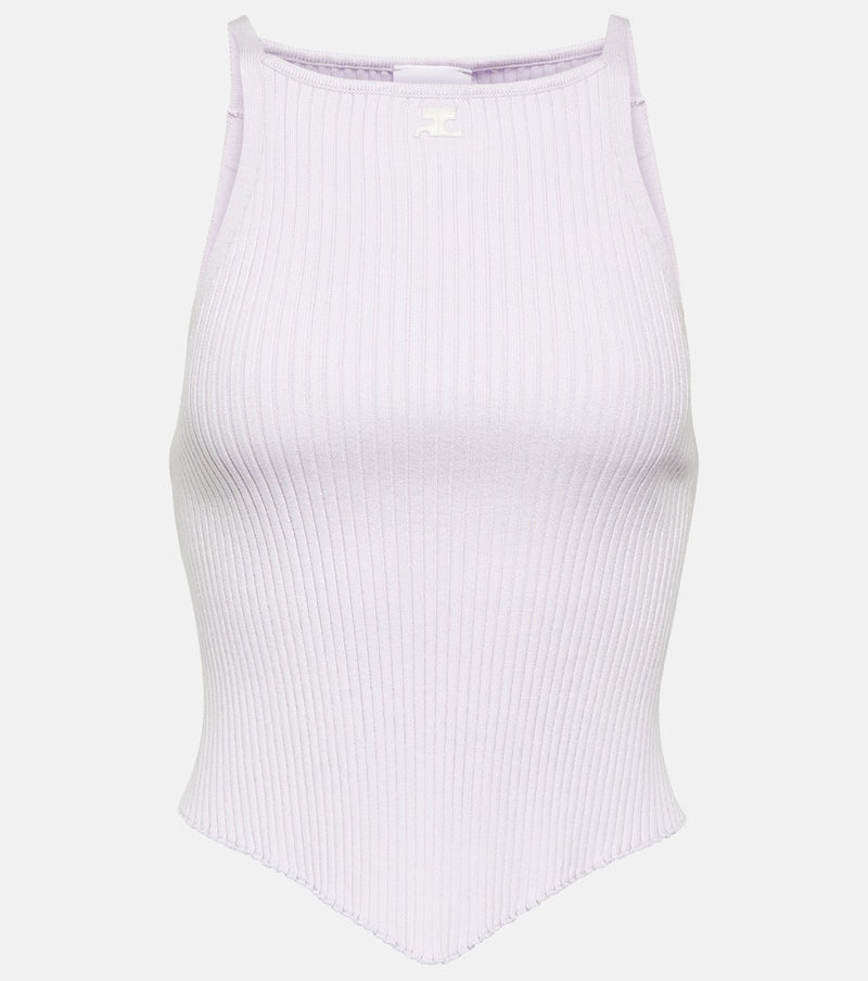 Courrèges Logo ribbed-knit tank top