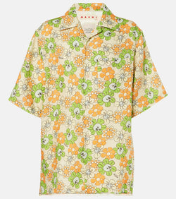 Marni Floral linen bowling shirt