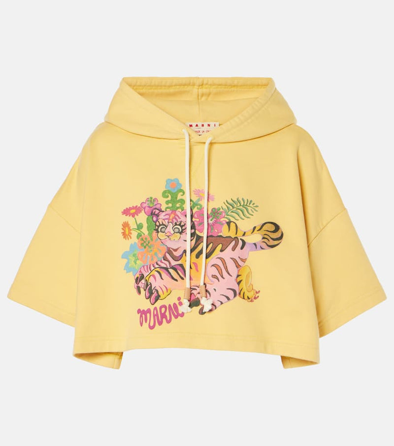 Marni Printed cropped cotton hoodie