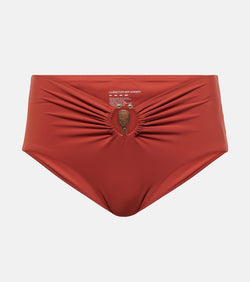 Christopher Esber Embellished ruched high-rise bikini bottoms