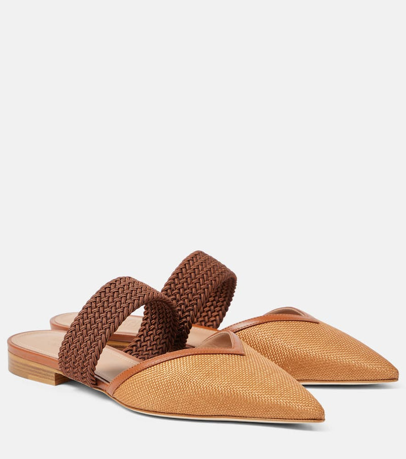 Malone Souliers Manu woven raffia mules