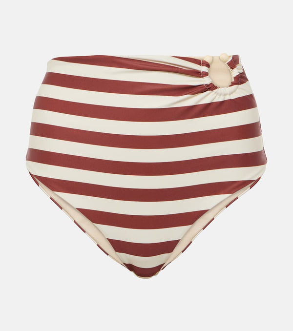 Johanna Ortiz Striped high-rise bikini bottoms