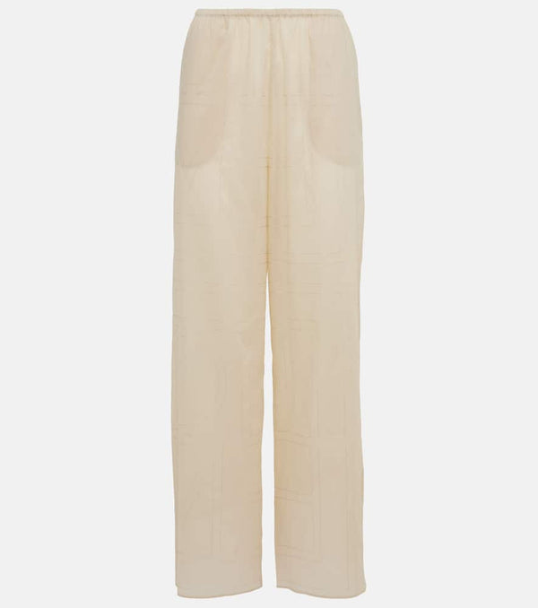 Toteme Monogram cotton-blend wide-leg pants