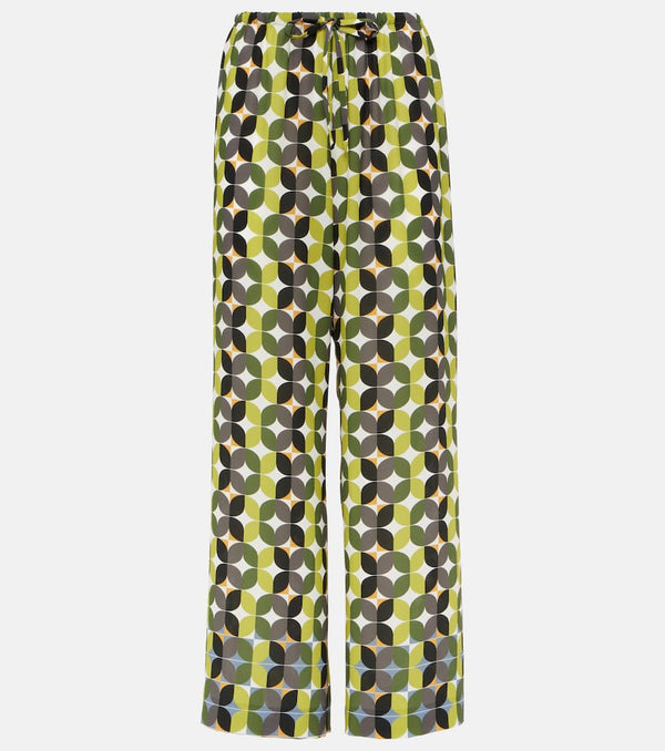 Dries Van Noten Printed high-rise crêpe wide-leg pants