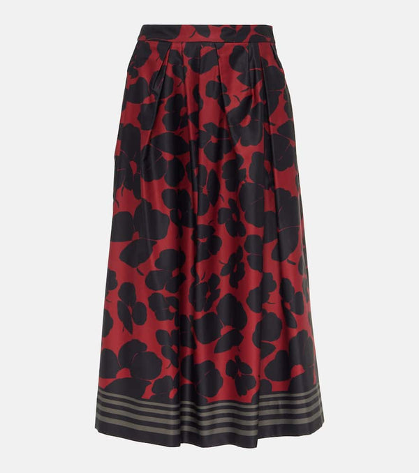 Dries Van Noten Printed satin midi skirt