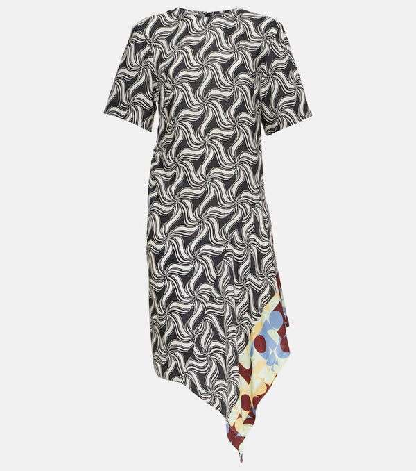 Dries Van Noten Printed asymmetric midi dress