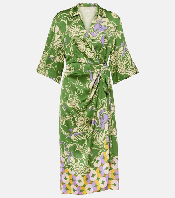 Dries Van Noten Printed satin wrap dress