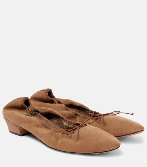 The Row Awar shearling-lined suede ballet flats