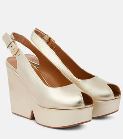 Clergerie Dylan metallic leather wedge sandals