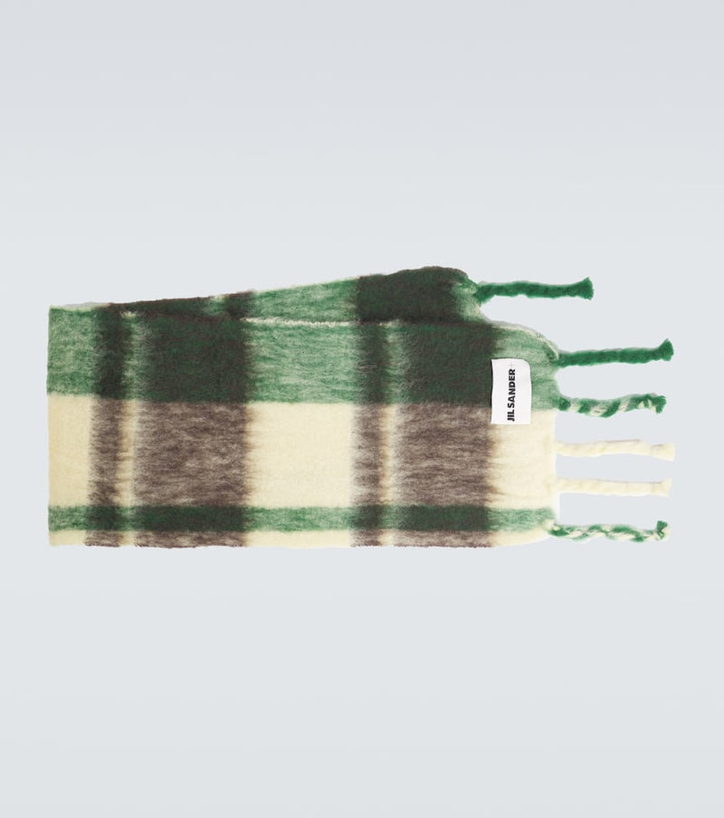 Jil Sander Checked mohair and wool-blend scarf