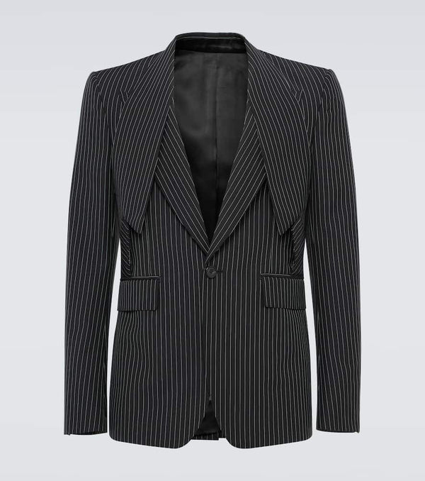 Alexander McQueen Pinstripe wool and mohair suit jacket