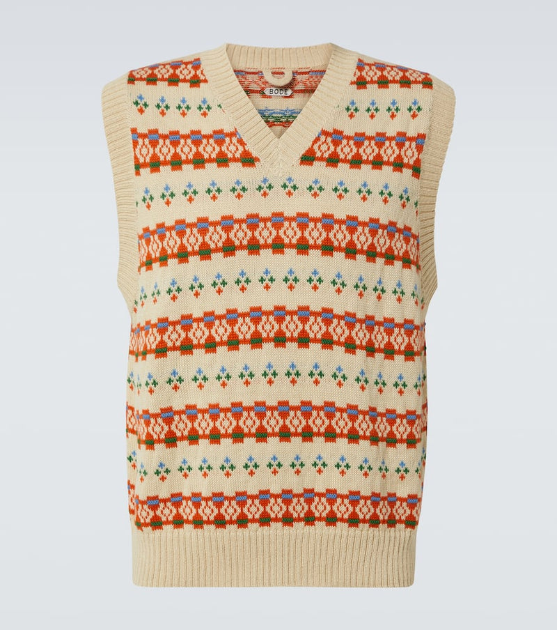 Bode Fauna alpaca jacquard sweater vest
