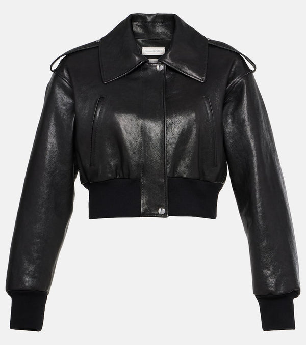 Alexander McQueen Cropped leather jacket