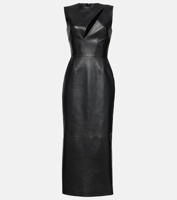 Alexander McQueen Cutout leather midi dress