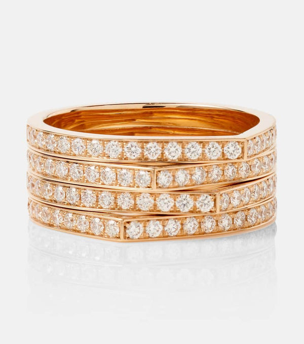 Repossi Antifer 4 rows 18kt rose gold ring with diamonds