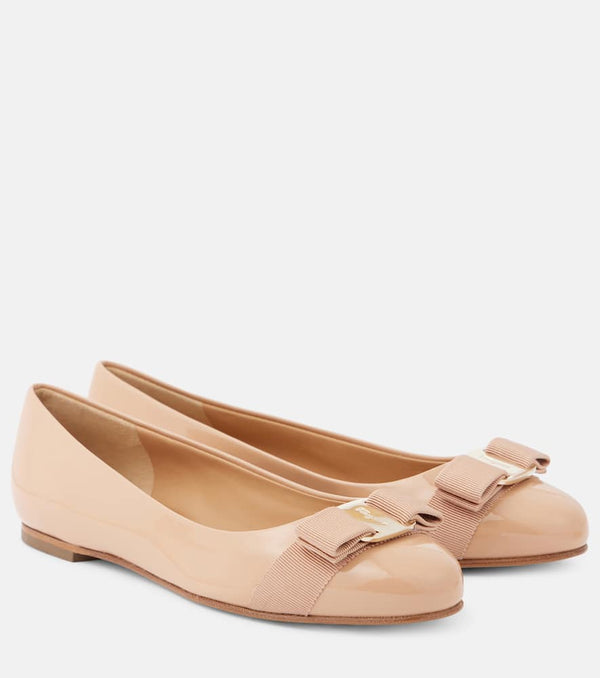 Ferragamo Varina bow-detail patent leather ballet flats