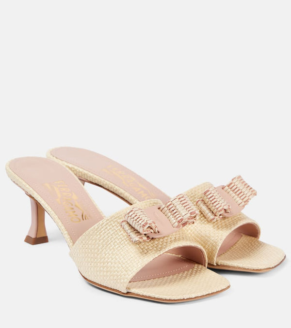 Ferragamo Isaura 55 raffia-effect mules