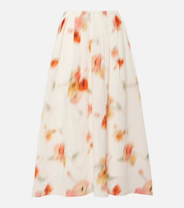 Vince Floral gathered midi skirt