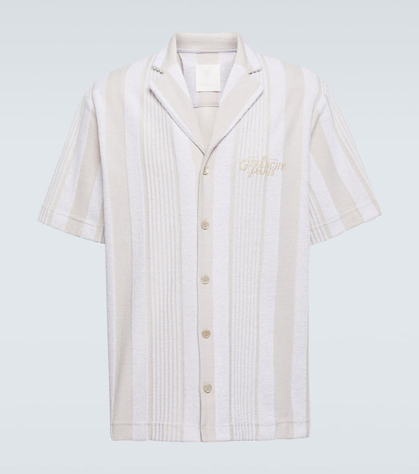 Givenchy Plage striped cotton-blend terry bowling shirt