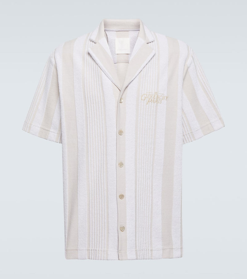 Givenchy Plage striped cotton-blend terry bowling shirt