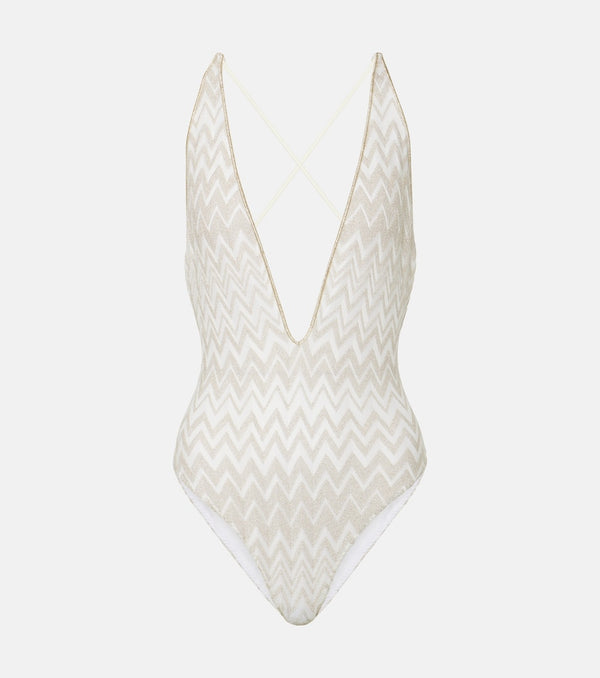 Missoni Chevron lamé swimsuit