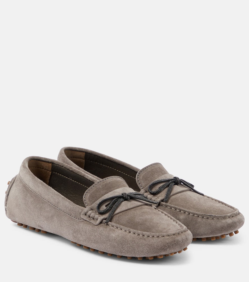 Brunello Cucinelli Monili-embellished suede moccasins