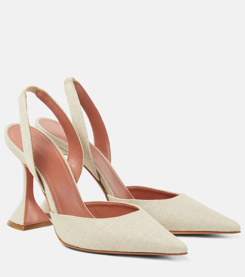 Amina Muaddi Holli 95 canvas slingback pumps