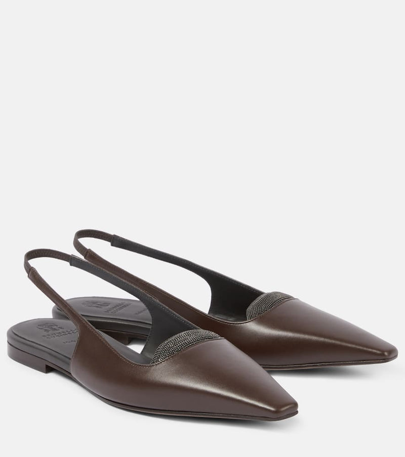 Brunello Cucinelli Leather slingback flats