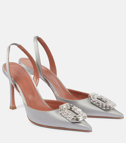 Amina Muaddi Camelia 90 satin slingback pumps