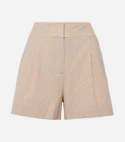 Veronica Beard Haina high-rise cotton seersucker shorts