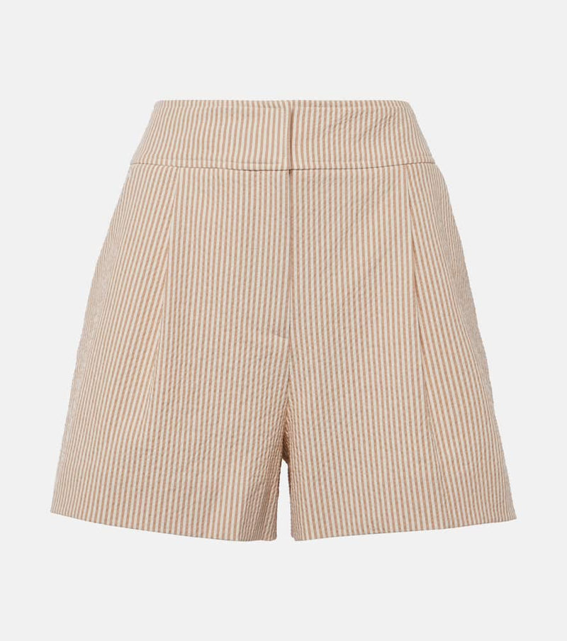 Veronica Beard Haina high-rise cotton seersucker shorts