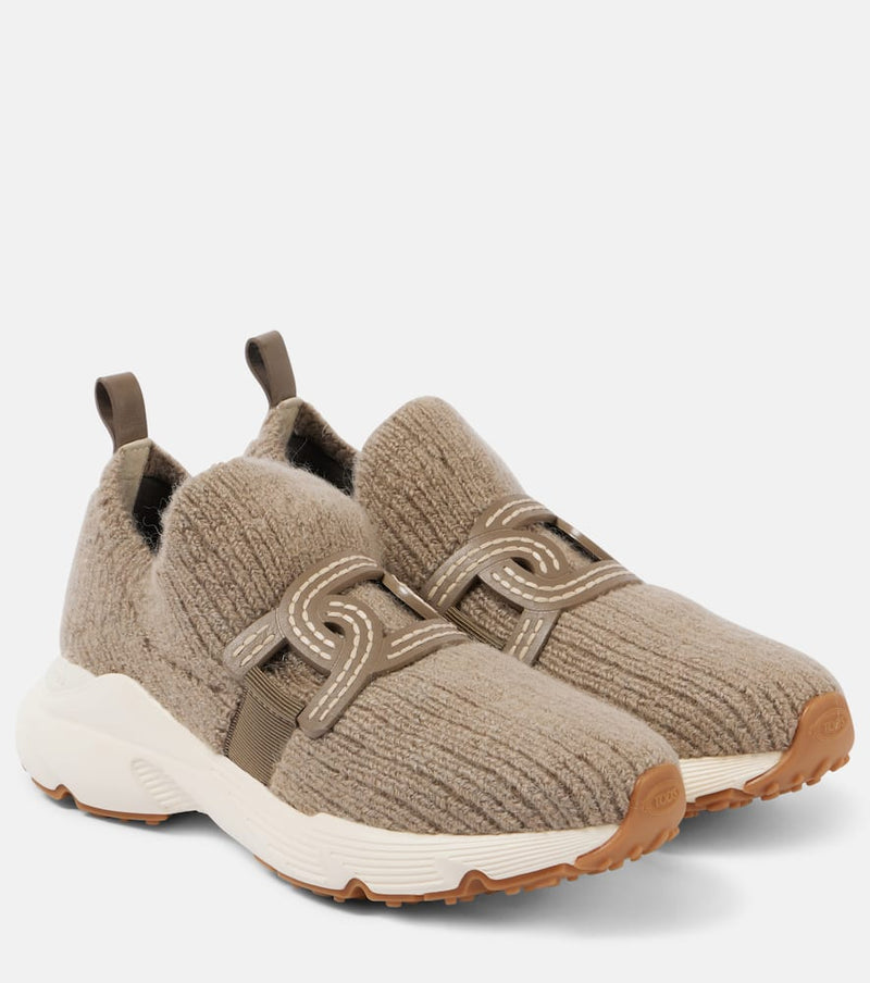 Tod's Leather-trimmed knit sneakers