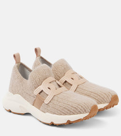 Tod's Leather-trimmed knit sneakers