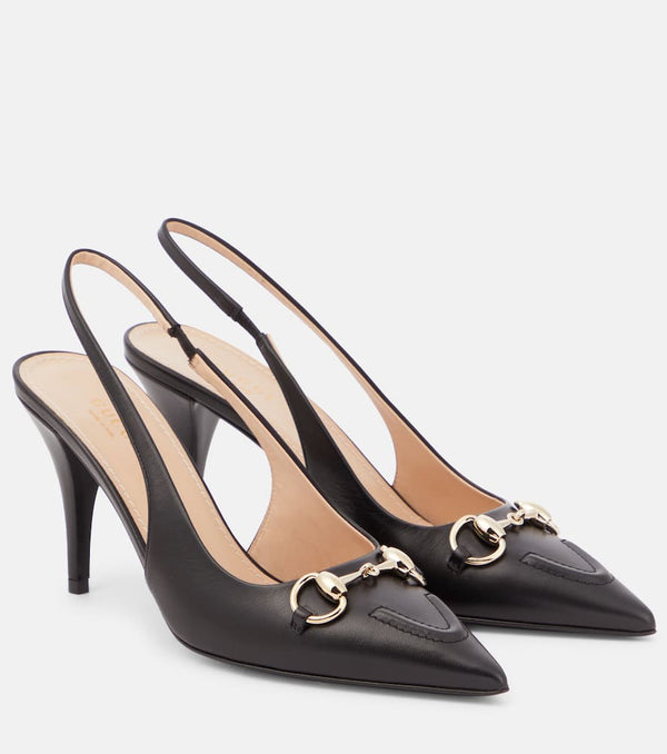 Gucci Horsebit leather slingback pumps