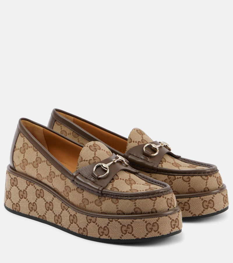 Gucci Horsebit GG Canvas platform loafers