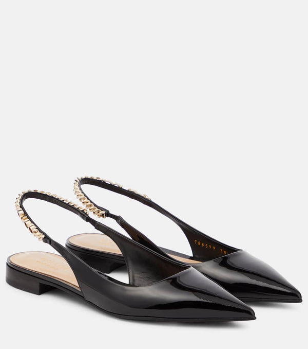 Gucci Signoria patent leather slingback flats