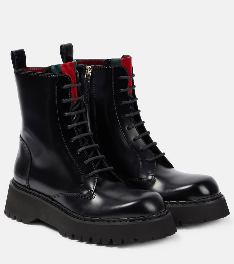 Gucci Polished leather combat boots