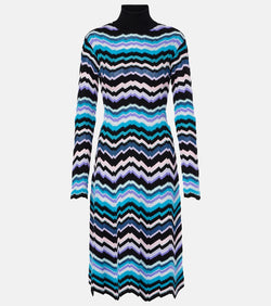 Missoni Zigzag knitted turtleneck midi dress