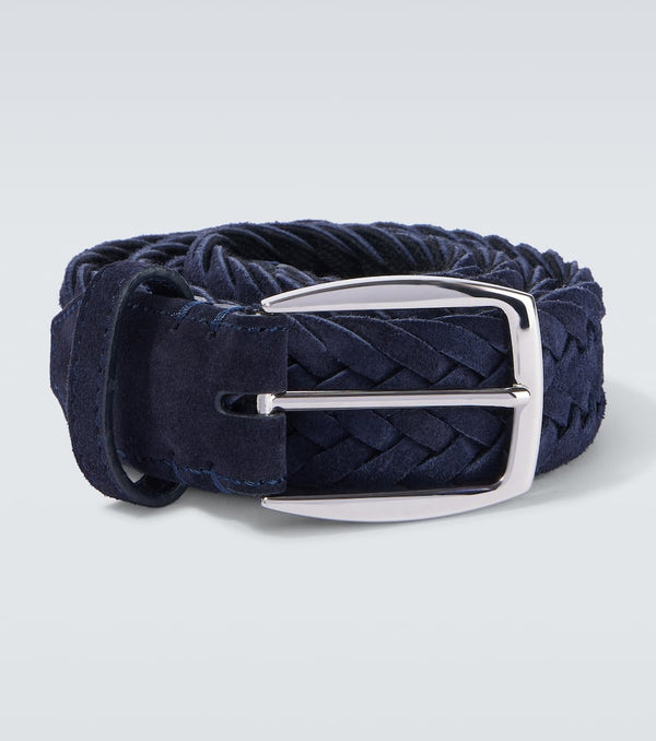 Brioni Braided suede belt