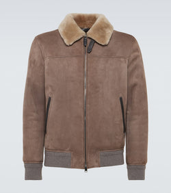 Brioni Shearling-trimmed suede blouson